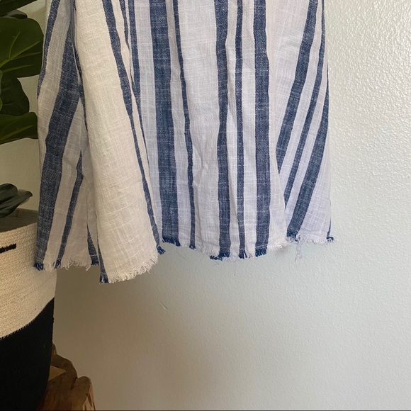JustFab Linen Blend Blue White Stripe Dress Small - Picture 5 of 9